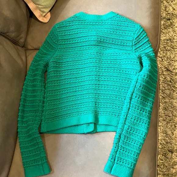 LOFT Textured Green Cardigan Jacket with Gold Buttons - Picture 8 of 8